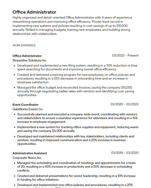 5 Office Administrator Resume Examples with Free Templates 5 Office Administrator Resume Examples with Free Templates